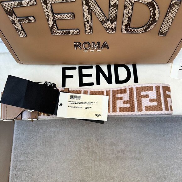 NEW WITH TAGS Fendi Timeless Strap Hazelnut fabric shoulder strap - Picture 4 of 4